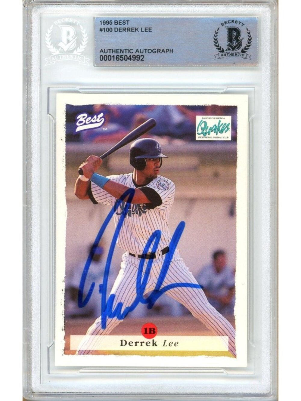 Derrek Lee Signed 1995 Team Best Minors #100 San Diego Padres BAS Slabbed Auto